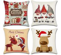 4 Pezzi Federe Natalizie Cuscini 45X45Cm per Divano Federe Natale Decorazioni Ad