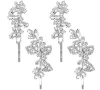 4 pezzi Fermagli Chioma Cristallo Argento, Lega Elegante per spose | Set Completo per Acconciature, Stile Classico, per Veli Nuziali e Trecce, 7x3x0,5cm