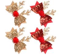 4 Pezzi Fermagli Chioma Natalizi Corna, Fiocco, Tessuto e Metallo | Atmosfera Xmas, Non Scolorisce, Confortevole, Non Si Deforma, Non Cade