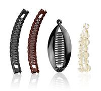 4 pezzi fermagli per capelli a banana, accessori per capelli con perle a coda di pesce a spirale, fermagli per pettini in plastica vintage per capelli spessi e soffici, capelli ricci