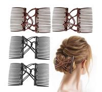 4 Pezzi Fermagli per Capelli Elastici a Doppio Pettine per Capelli Elastici Pettini Magici per Capelli Spessi, Regolabili
