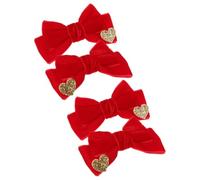 4 Pezzi Fermaglio Fiocco in Velluto Rosso per Bambine, Elegante | Compleanni e Matrimoni, Lavorazione Fine, Leggero e Versatile, Resiste alla Deformazione