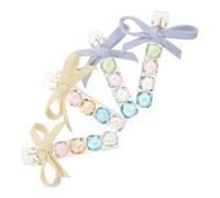 4 Pezzi Fermaglio per Chioma Fiocco e Cristalli, Mini, Donna | Leggero e Portatile, Presa Salda, per Uso Quotidiano e Occasioni Speciali, Stile Giovane e Romantico
