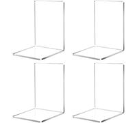 4 Pezzi Fermalibri,Fermalibri per Mensole Trasparenti in Acrilico, Adatto per Sc