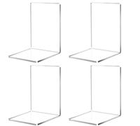 4 pezzi Fermalibri,fermalibri per mensole trasparenti in acrilico, adatto per scuola, casa, ufficio, biblioteca, camera da letto e organizzazione della scrivania (12.5x12.5x18cm)
