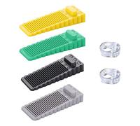 4 Pezzi Fermaporta di Gomma a Cuneo con 2 Pezzi Cuscinetti Trasparenti per Maniglia Porta, assorbimento degli urti antiscivolo antivento anti-collisione, protezione per porte e finestre in gomma.