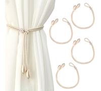 4 Pezzi Fermatende per Tende, 48cm Intrecciati Cinghia Fermatenda in Corda, Regolabili Raccogli Tenda per Interni, per la Casa, L'ufficio, Camera da Letto, per Esterni, Decorativi, Antiscivolo(Beige)