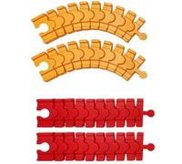 4 pezzi ferrovia in legno, accessori per ferrovia in legno rosso e giallo, rotaie in legno adatto per giocattoli e apprendimento della creatività