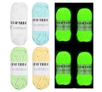 4 Pezzi Filato Luminoso per Uncinetto, 57 Yards Filato Luminoso per Maglieria a Mano, Filato Di Poliestere Illumina al Buio 2mm, 4x50g Filato Artigianale per Sciarpe Bambole Cardigan Artigianato