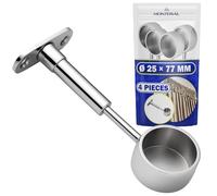 4 Pezzi Finale Supporto per Asta Appendiabiti per Armadio Allungabile Ø 25 mm x 77 mm - Support Bastone Armadio Appendiabiti di Colore Cromo è Adatto per Guardaroba - Garanzia di 10 Anni - MONTERAL