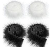 4 Pezzi Finta Pelliccia Orlo Peluche Strisce Nastro Soffice Tessuto Cucire Craft