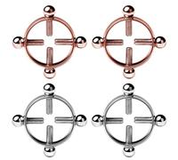 4 Pezzi Finto Piercing Capezzolo in Acciaio Inossidabile Non Forato Anello per Piercing al Capezzolo Goielli in Argento Oro