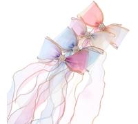 4 Pezzi Fiocchi per Chioma Clip, Elegante e Chic, per Trecce Folte | Rete, Lega, Stile ed Exquisito, per Spettacoli, Compleanni, Natale e Capodanno