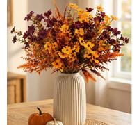 4 pezzi Fiori artificiali autunnali, inclusi eucalipto, fiori artificiali di crisantemo autunnale per esterni, decorazione floreale per il Ringraziamento, decorazione autunnale, fiori di seta resisten