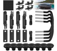 4 Pezzi Fissaggio a U per Box da Tetto con 8 Dadi di Bloccaggio & 2 Bende, Kit Montaggio Tetto Auto Furgoni Universale, Accessori Box Tetto Universali, Supporto Installazione a U per Impieghi Gravosi