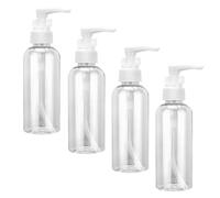4 Pezzi Flaconi da Viaggio, 50 ml Bottiglie da Viaggio Trasparenti, Pompa da Viaggio in Plastica Dispenser, Boccette Contenitori Ricaricabile, per Cosmetici, Lozione, Bagno, Shampoo Liquidi