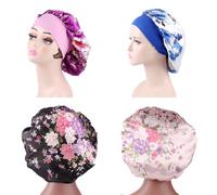 4 pezzi Floral Wide Side Satin Cap Sleeping Cap perdita di cappelli