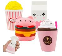 4 Pezzi Food Squishies Toys, Antistress Squishy Giocattoli, Kawaii Giocattoli Sensoriali Morbidi Fidget, Slow Rising Giocattoli Sensoriali, Antistress Fidget Toys per Ragazze Bambini e Adulti