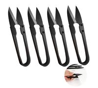 4 Pezzi Forbici Sarta - Forbici per Filati a Forma di U in Acciaio al Carbonio Nero, Tagliafilo per Ricamo Piccole con Impugnatura Comoda per Taglio di Tessuti, Pesca, Artigianato e Fai-da-te