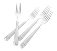 4 Pezzi Forchetta Barbecue in Acciaio Inox Manico lungo Argento | Strumento Pratico per Grigliate, Distanza Sicura dal Calore, Finitura Liscia, per Buffet e Cucina