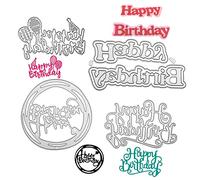 4 pezzi Fustella Cutting Dies Happy Birthday Set Die Cutting Happy Birthday Cutting Embossing Stencil Fustelle per la creazione di carte fai da te Scrapbooking Album Cards Crafting