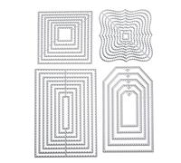 4 pezzi Fustella punzonatura stencil set geometrico, taglio muore quadrato rettangolare cornice taglio, goffratura stencil,fustelle per scrapbooking album embossing card artigianato artistico