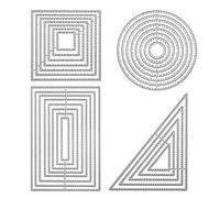 4 pezzi Fustella Set geometrico stencil per fustellatura Taglio muore quadrato rettangolare cerchio triangolo telaio modelli di goffratura Cutting Dies Fustelle per Scrapbooking Album Carte Crafting