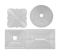4 pezzi Fustelle modello di punzonatura set geometrico taglio muore cornice circolare quadrati quadrate rettangolare stencil Fustella per scrapbooking album embossing carte carta artigianato d'arte