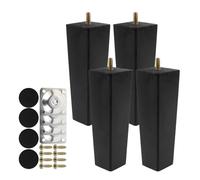4 pezzi gambe for mobili in legno massello 6/10/15 cm sedia letto tavolo mobile parti di sollevamento accessori di ricambio for piedini for mobili per divano, poltrona reclinabile(Black,150mm 4pcs)