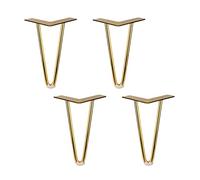 4 pezzi gambe per forcine in acciaio laminato a freddo, progetti fai da te per la casa per porta tv, divano, armadietto, ecc. con viti di montaggio per protezioni per pavimenti/oro/40 cm/15,