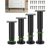 4 Pezzi Gambe per Mobili, Piedini per Mobili Regolabili in Altezza 8-12cm, Piedini di Supporto in Metallo Nero, Gambe per Mobili per Mobile TV, Letto,Divano,Armadio,Comodino,Tavolo,Mobiletto del Bagno