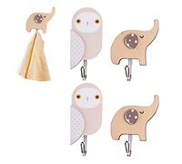 4 pezzi Ganci Adesivi Appendi Strofinacci Cucina Ganci Appendiabiti per Bambini Appendini da Muro Porta Oggetti per Bagno Senza Forare Ganci Appendiabiti Autoadesivi in Legno A Forma di Animali