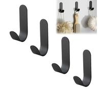 4 pezzi ganci in acciaio inossidabile a forma di J, ganci adesivi, grucce adesive, ganci autoadesivi, grucce adesive per bagno, cucina, porta, acciaio inossidabile, nero