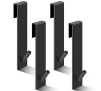 4 Pezzi Gancio Doccia con Imbottitura Protezione, 17.8cm Ganci Asciugamani Senza Perforazione, Appendino Accappatoio Acciaio Inox per Bagno, Strumenti Sospensione per Parete Vetro Porta Doccia (Nero)