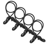 4 Pezzi Gancio Elastico Multiuso Nero Doppia Testa e Ganci Robusti | Plastica e Metallo, Assorbimento Urti ad Alta Elasticità, per Tende, Bagagli, Viaggi e Gite