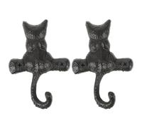 4 pezzi Gancio Gatto Classico da Parete in Ferro Nero 10x6,5x2cm | Stile Antico e Retrò, Finitura Liscia, per Cappelli, Maschere, Porte Armadio o Zona Utilità