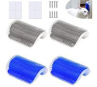 4 Pezzi Gatto Parete Angolo Spazzola, Massaggio Pettine Giocattoli, Pet Self Grooming Pettine, con Viti di Installazione e Nastro Adesivo, per Gatti di Pelliccia Lunghi e Corti