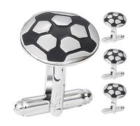 4 Pezzi Gemelli da Calcio Rotondi in Rame per Camicie Eleganti Uomo | Motivo Pallone, Chiusura Sicura, Stile Trendy e Unico, per Riunioni D'affari e Abiti da Testimone