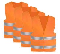 4 Pezzi Gilet Alta visibilità, Gilet di Sicurezza Riflettente, Giubbotti di Sicurezza Antiforatura, Gilet Catarifrangente per Guidatore, Addetti alla Pulizia, Arancione