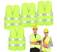 4 Pezzi Gilet Alta Visibilità, Gilet di Sicurezza Riflettente, Giubbotto di Sicurezza Riflettente ad Alta visibilità Gilet Catarifrangente di Sicurezza, Gilet di Sicurezza Giallo per Auto, Costruzione