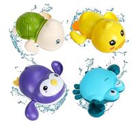 4 Pezzi Giocattoli da Bagno per Bambini, Bambino Giocattoli Bagno, Giocattolo Vasca da Bagno per 1-4 Anni, Giochi Bagnetto Neonato per Neonati Ragazzi Ragazze, Tartaruga Pinguino Granchio Anatra