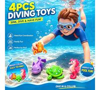 4 pezzi Giocattoli da piscina, colore casuale in materiale PP, 3 che affondano e 1 che ruota, set da immersione per piscina, giocattoli da immersione per piscina, giocattoli da vasca da bagno, giocatt
