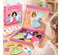 4 pezzi Giocattoli puzzle magnetici per vestire, gioco educativo divertente per bambini, puzzle di giochi di ruolo con personaggi e abiti da lavoro, scambio di volti, scene di trasporto e vestiti da p