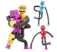 4 Pezzi Giocattolo Robot A Ventosa Telescopica, di ventosa telescopica, giocattolo per robot sensoriale, Spremere Giocatt per Bambini Telescopiche Antistress Gioco Giocattolo Educativo Contro Lo