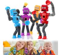 4 Pezzi Giocattolo Robot con Ventosa Telescopica Mini Pop Tube Giocattolo per Bambini Molla Giocattolo Adatto a Bambini e Adulti con Autismo per Alleviare lo Stress L'ansia(Modello di Robot)