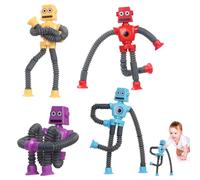 4 Pezzi Giocattolo Robot Con Ventosa Telescopica, Robot Giocattolo Bambini, Giocattolo Tubo Robot, Spremere Giocatt Per Bambini, Telescopiche Antistress Gioco, Pop Tube Fidget Toys Adatto a Bambini