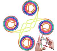 4 Pezzi Giochi di Corda Mano,Finger Twist Gioco A Filo,Gioco con Dita Arcobaleno,Lunghezza 165 cm Giochi di Corda Mano,per Sacchetti per Feste, Accessori per Feste