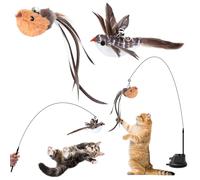 4 Pezzi Giochi per Gatti Gioco Gatto Interattivo con Ventosa 1 Canna Pesca per