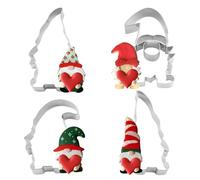 4 pezzi gnomo cookie cutter set di Natale, Tagliabiscotti in acciaio inox, Grande Tagliabiscotti, per cottura torte biscotti fondente