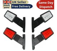 4 Pezzi Gomma Gomito Indicatore Laterale Luci 12-24V Rosso & Bianco Auto Furgone